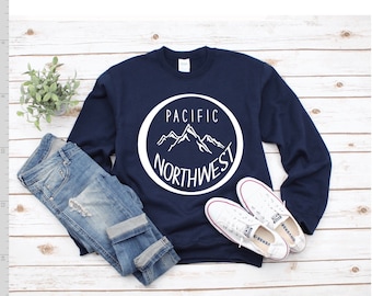 Pacific Northwest Sweatshirt, PNW Crewneck Sweatshirt, Pac NW Sweathsirt