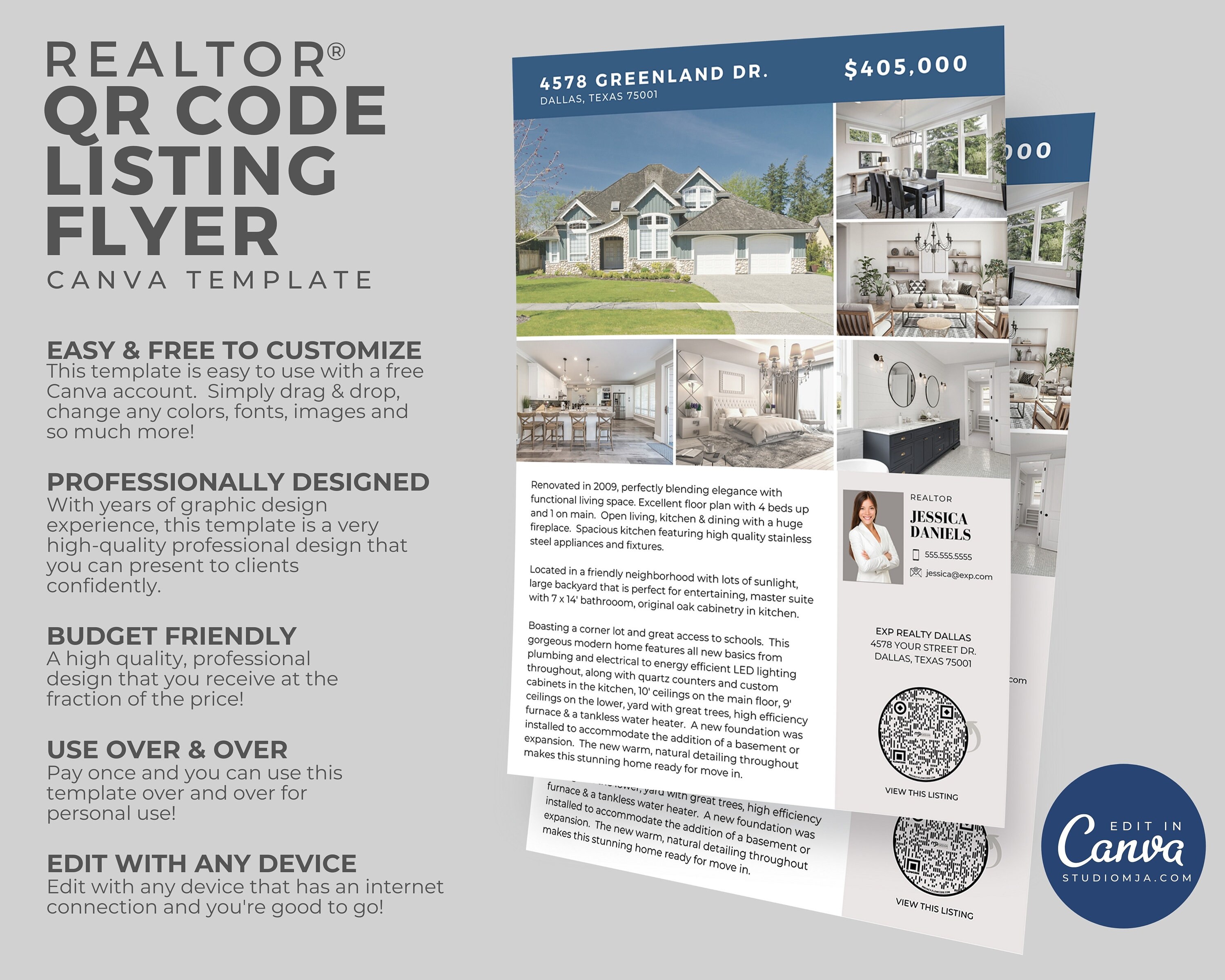 Real Estate Flyer Template | Canva Template | Real Estate Marketing ...