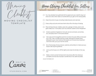 Real Estate Agent Template | Moving Guide Checklist Template | Canva Template | Realtor Digital Download Template