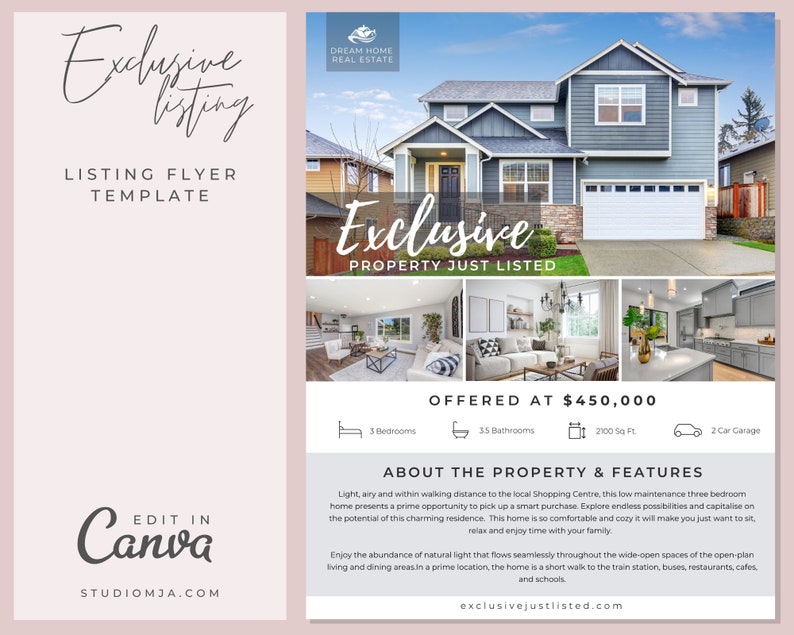 Real Estate Flyer Template Canva Template Real Estate Marketing Flyer