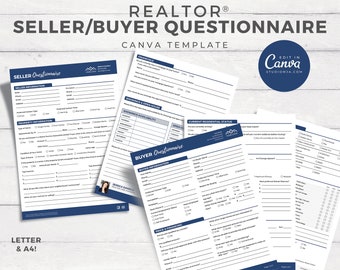 Real Estate Home Buyer&#39;s Questionnaire, Seller Questionnaire, Printable, Real Estate Buyer&#39;s Guide, Canva Template, Buyer&#39;s Checklist