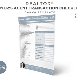 Buyers Agent Transaction Checklist, Real Estate Marketing, Real Estate Flyer, Buyers Agent Checklist, Buyers Agent Transaction