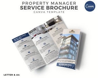 Property Management Brochure, Real Estate Marketing, Tri-fold Real Estate Brochure, Tenant, Landlord, Property Management, Rental, Canva
