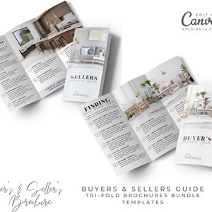 Real Estate Buyer Seller Brochure Bundle, Real Estate Buyer Presentation, Tri-fold Real Estate, Seller Guide, Real Estate Marketing, Canva