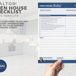 Open House Checklist, Realtor Tool, Real Estate Marketing, Real Estate Checklist, Realtor, Custom, Canva, Printable, Seller Packet