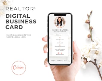 Real Estate Business Card Template | Digital Business Card | Canva | Real Estate Logo | Realtor Canva