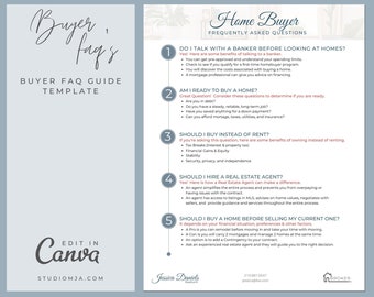 Real Estate Agent Template | Buyer Guide FAQ | Canva Template | Realtor Digital Download Template