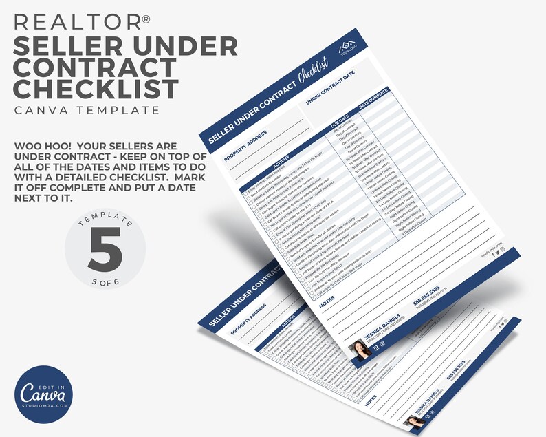 May include: A checklist for sellers under contract. The checklist includes a list of activities to complete, due dates, and a space for notes. The checklist is designed to help sellers stay organized and on track during the home selling process.
