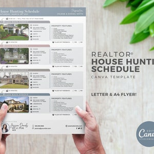 House Hunting Schedule | Real Estate Template | Home Buyer Guide | Home Buyer Packet | Real Estate Template | Canva | Download | Flyer