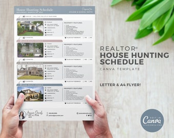 House Hunting Schedule | Real Estate Template | Home Buyer Guide | Home Buyer Packet | Real Estate Template | Canva | Download | Flyer