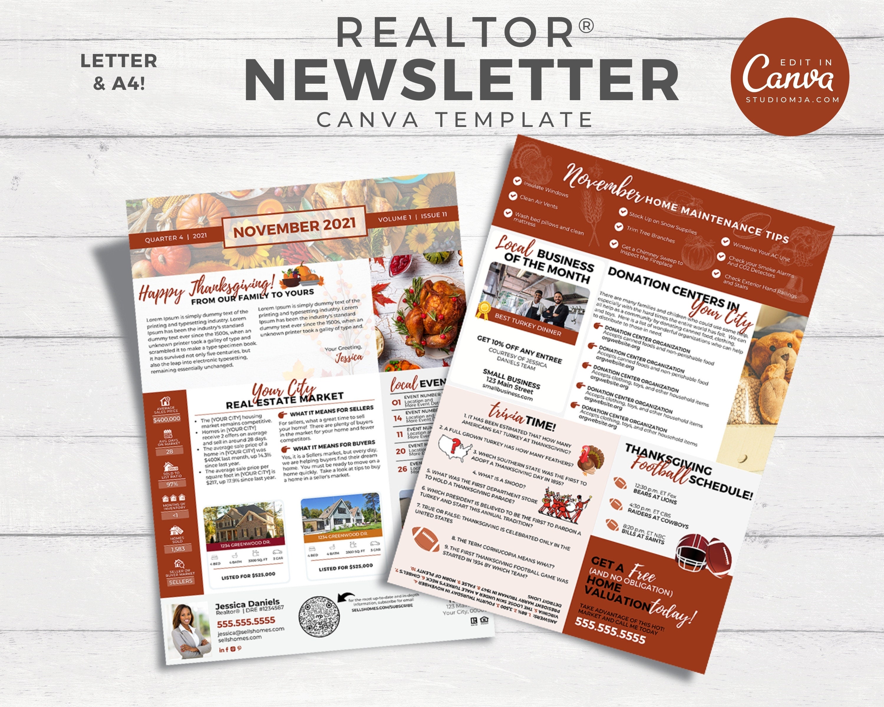 Real Estate Newsletter November Newsletter Real Estate Etsy