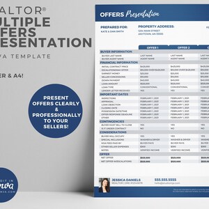 Multiple Offer Presentation, Realtor Marketing, Real Estate Marketing, Home Selling Guide, Realtor Logo, Canva Printable, Instant Download