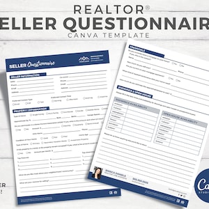 Real Estate Seller Questionnaire, Real Estate Marketing, Printable, Seller Packet, Realtor Canva Template, Logo
