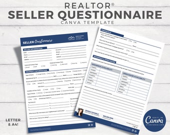 Real Estate Seller Questionnaire, Real Estate Marketing, Printable, Seller Packet, Realtor Canva Template, Logo