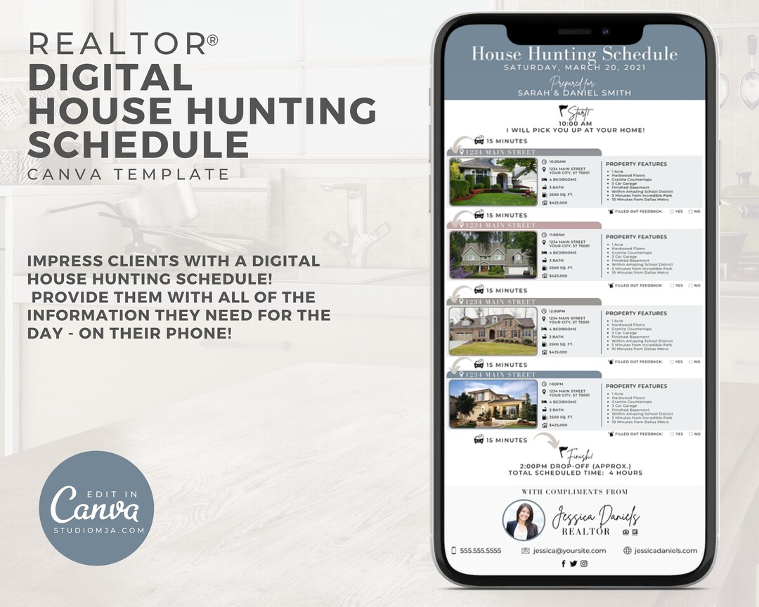 House Hunting Schedule | Real Estate Marketing Template | Home Buyer ...