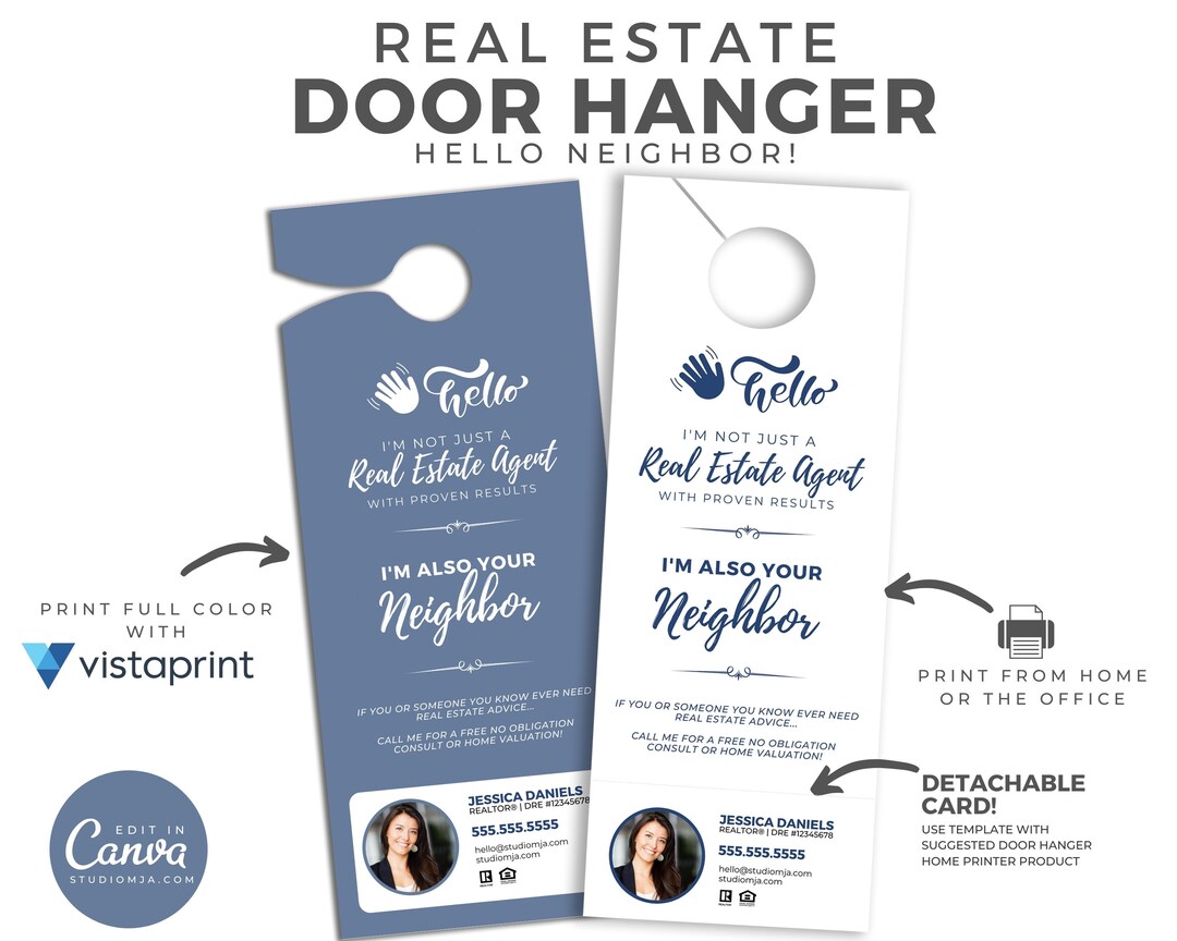 Hello Neighbor Door Hanger Realtor Canva Door Hangers Real