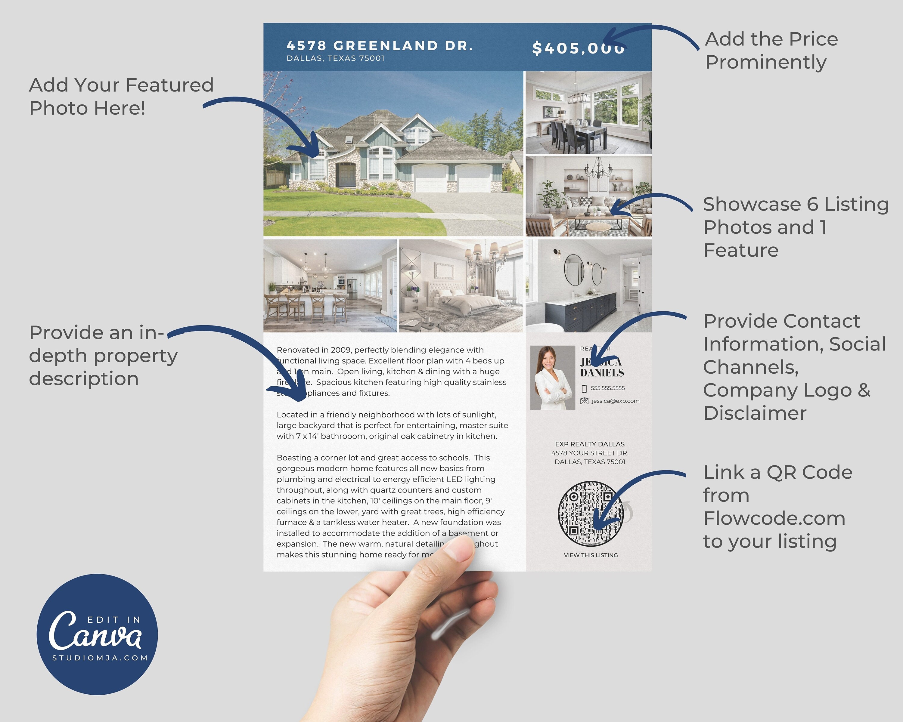 Real Estate Flyer Template | Canva Template | Real Estate Marketing ...