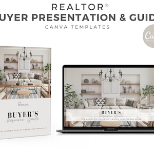 Real Estate Buyer Presentation, Buyer Packet, Real Estate Marketing, Presentation template, Realtor Marketing, Canva, Download, Buyer Guide