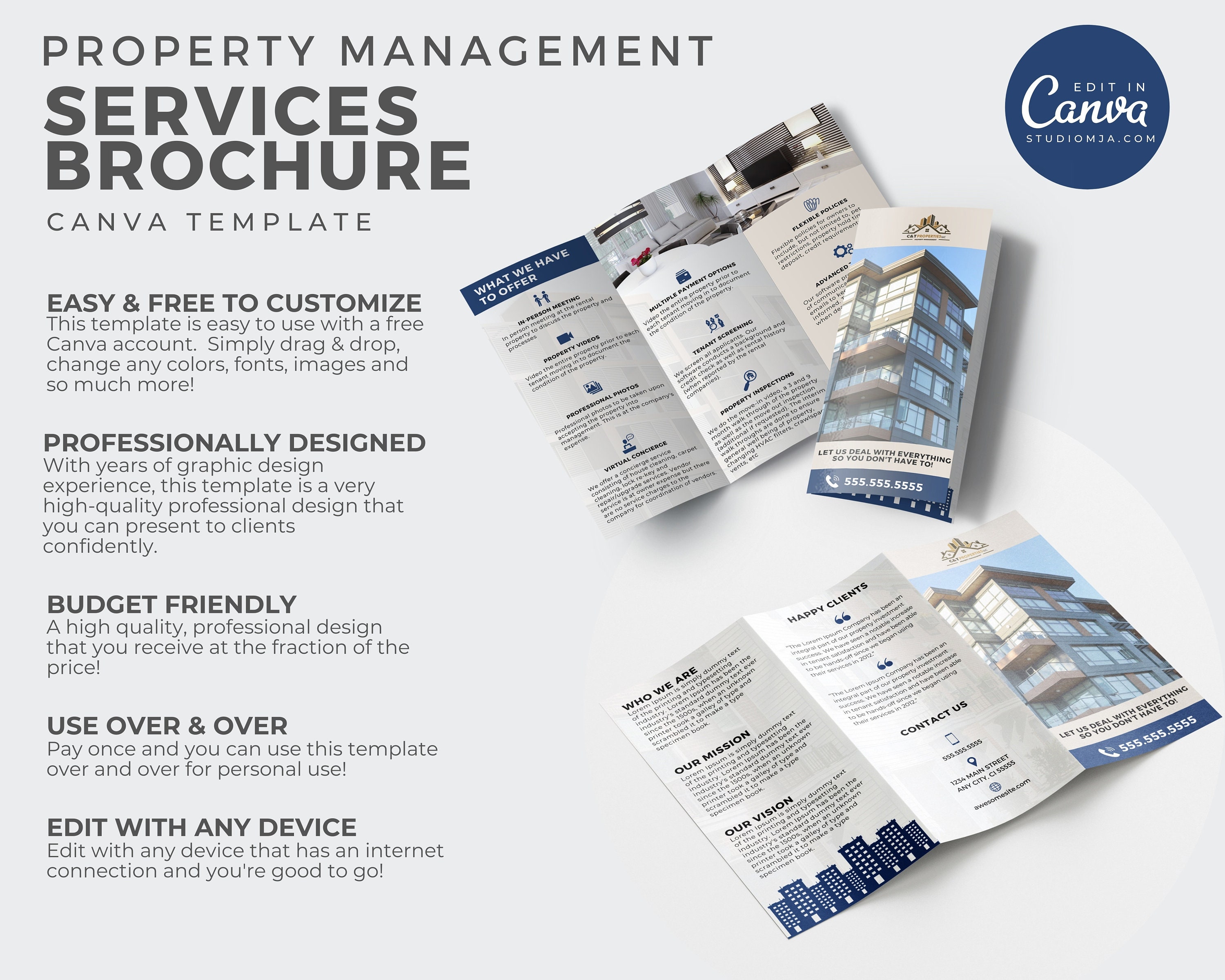 Property Management Brochure Real Estate Marketing Trifold Etsy