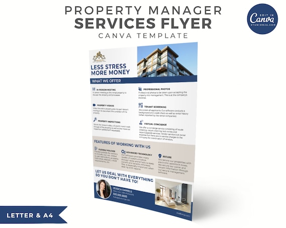 Property Management Flyer Template | Canva Template | Real Estate Marketing Flyer | Flyer Template | Tenant | Apartment Rental | Landlord