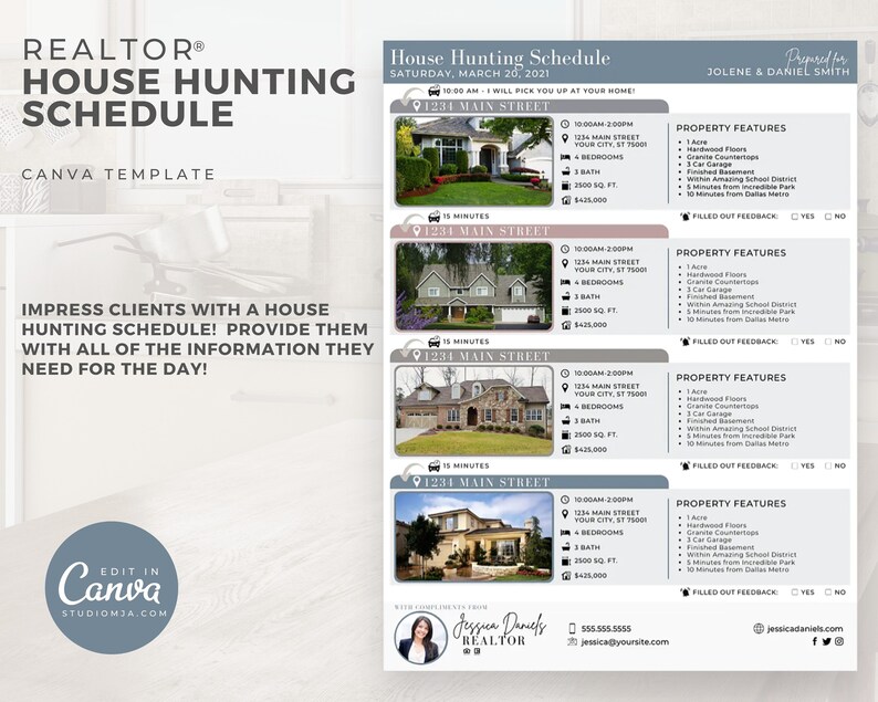 House Hunting Schedule | Real Estate Template | Home Buyer Guide | Home ...