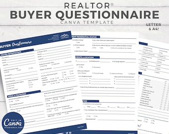 Real Estate Home Buyer&#39;s Questionnaire, Real Estate Marketing, Printable, Real Estate Buyer&#39;s Guide, Canva Template, Buyer&#39;s Checklist, Logo