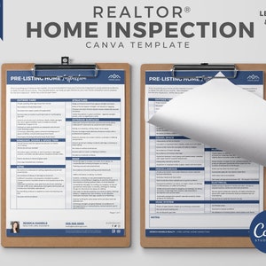 Real Estate Home Inspection Checklist, Real Estate Marketing, Printable Checklist, Real Estate Seller's Guide, Canva Template, Logo