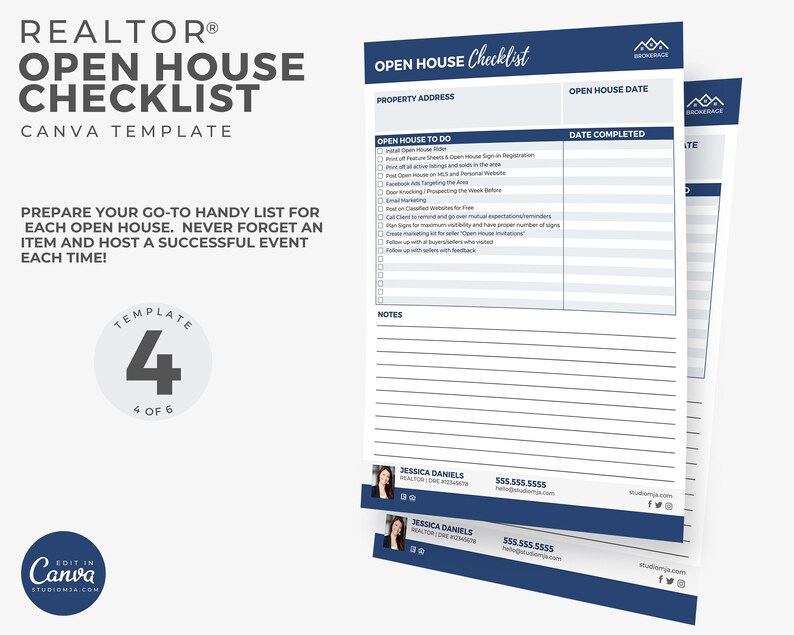 May include: A checklist template for real estate agents to use when hosting an open house. The checklist includes tasks such as preparing the house, marketing the event, and following up with potential buyers. The template is designed to help agents host successful open houses and generate leads.