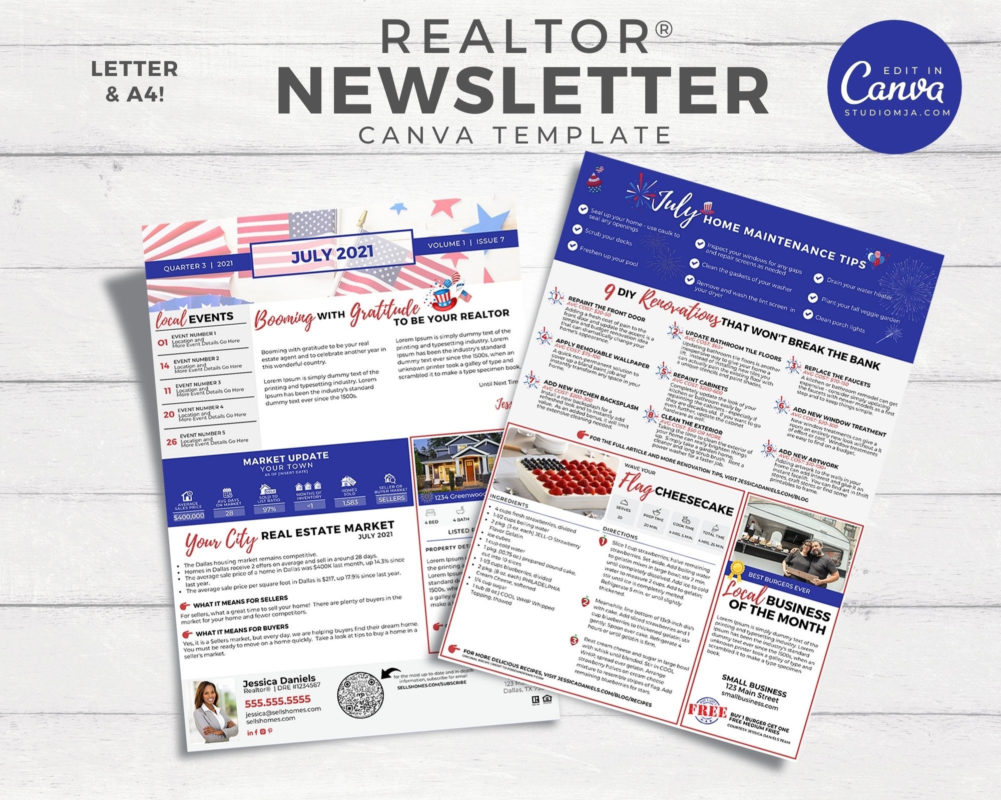 Real Estate Newsletter | July Newsletter | Real Estate Marketing | Email Marketing | Real Estate Template | Newsletter | Editable