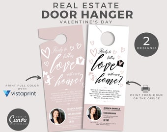 Ready to Fall in Love with a New Home? | Realtor | Canva | Door Hangers | Real Estate Agents | Canvasing | Valentine's Door Hanger