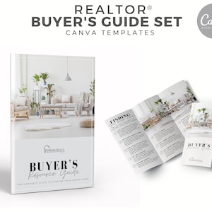 Real Estate Buyer Guide, Editable Buyer Packet for Realtors, Real Estate Template, Real estate marketing, canva, Brochure, Realtor Template