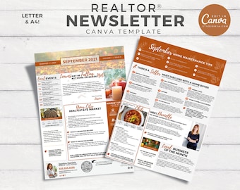 Real Estate Newsletter | September Newsletter | Real Estate Marketing | Email Marketing | Real Estate Template | Newsletter | Editable