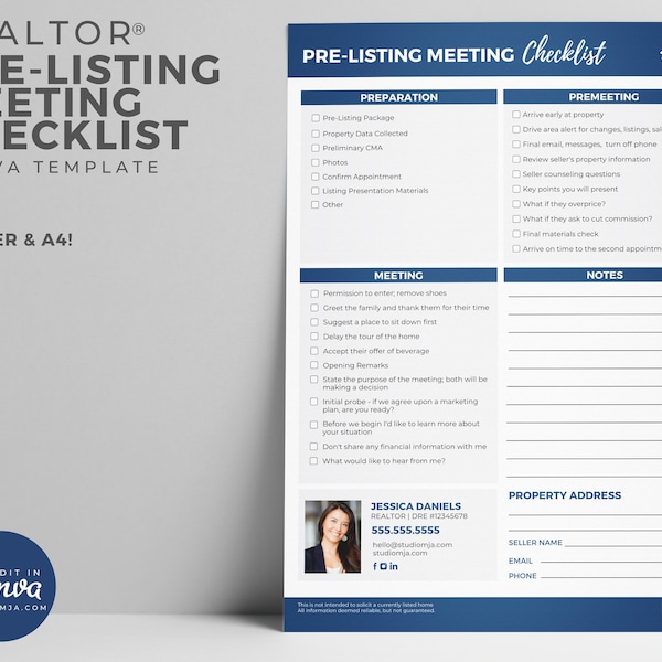 Listing Appointment Checklist Etsy