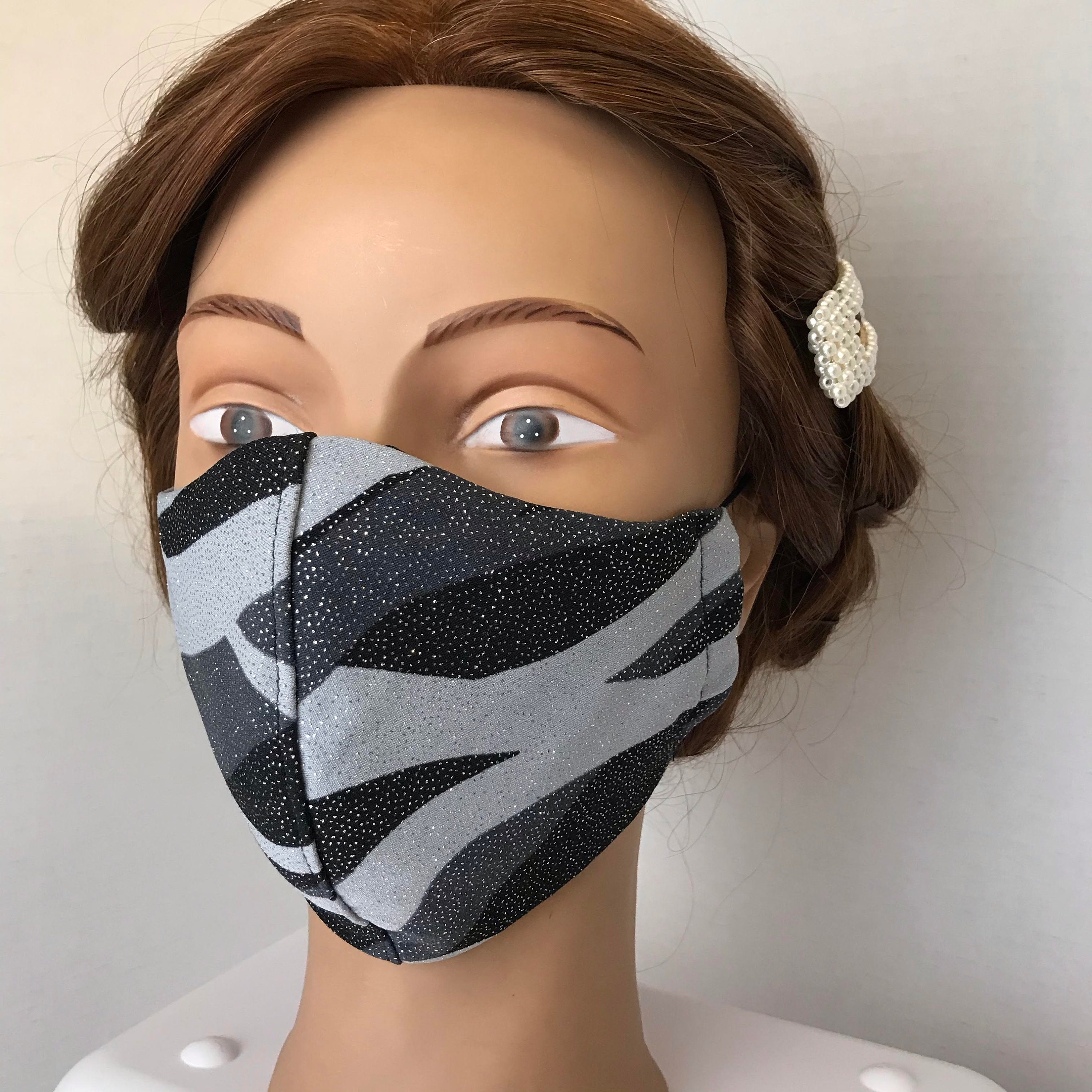 Fancy face mask with 4 layers and filter pocket Etsy