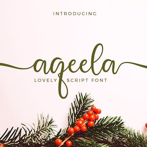 Aqeela - Lovely Script Font, Cricut Font, Font with Tails