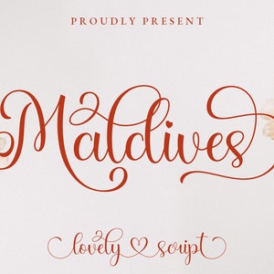 Malediven - Romantische Kalligraphie Schrift, Hochzeit Schrift, Lovely Font