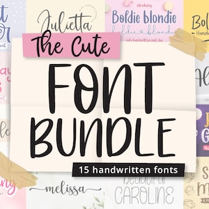 Cute Font Bundle – 15 Cute Font Bundle, Cricut Fonts, Script Fonts, Procreate Fonts, Girly Fonts, Farmhouse Fonts