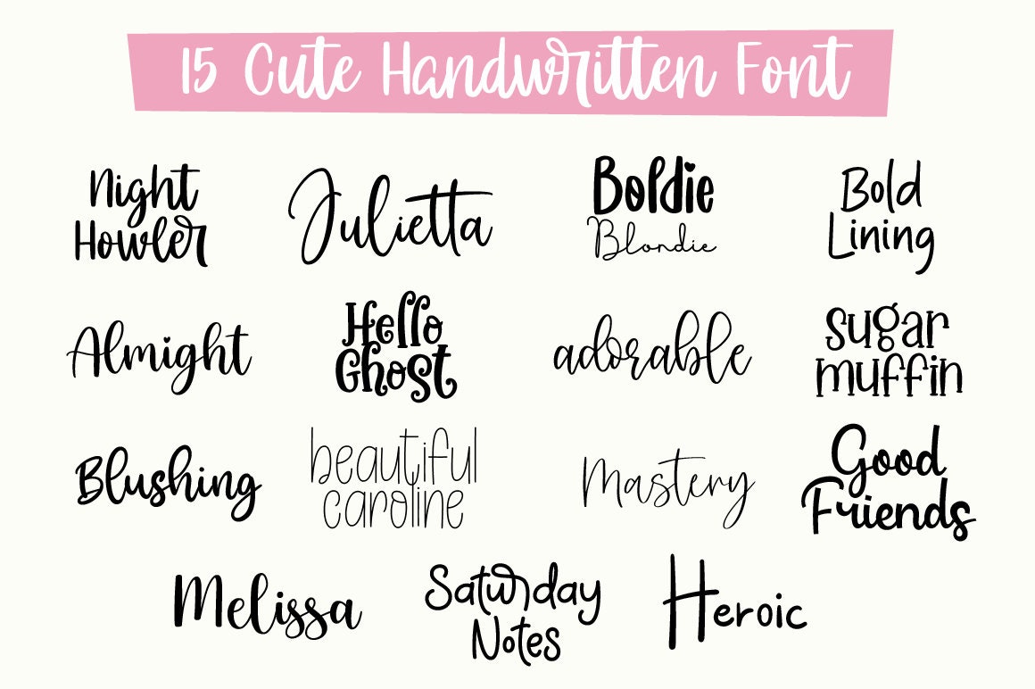 Cute Font Bundle 15 Cute Font Bundle, Cricut Fonts, Script Fonts ...
