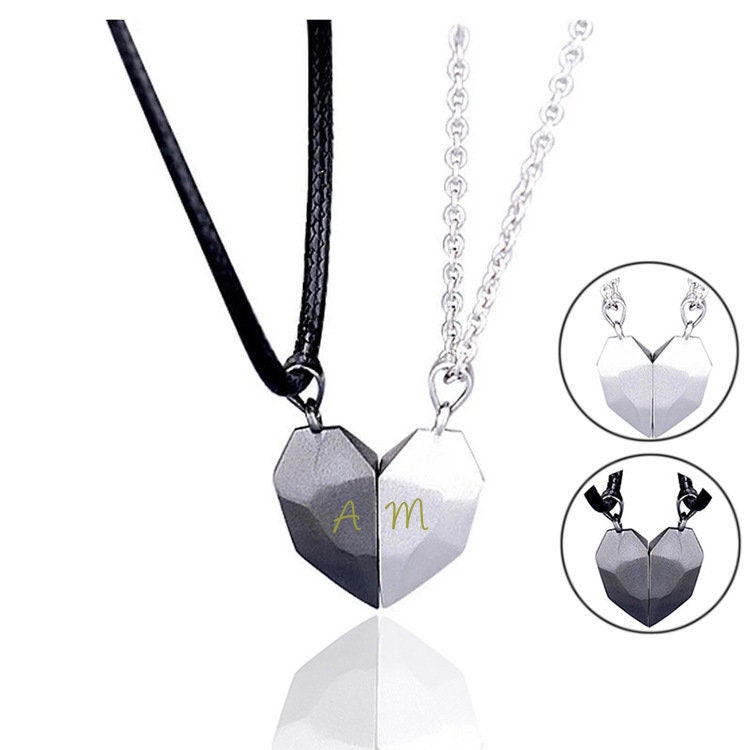 Couple Necklaces for 2, Personalized Magnetic Matching necklace Set,W…