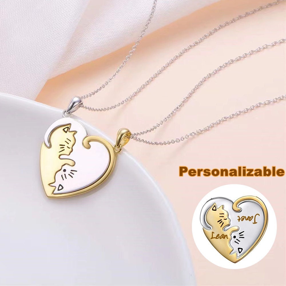 Cat Couple Necklace Setpersonalized Pet 