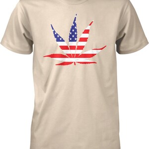 American Flag Pot Leaf, USA Weed, Marijuana Men's T-shirt, HOOD_00926