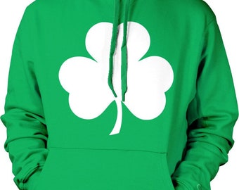 White Three Leaf Clover, Irish Clover, Shamrock, St. Patrick's Day Hooded Sweatshirt, HOOD_00116