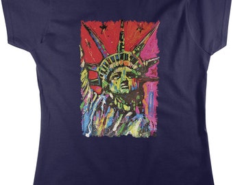 Statue of Liberty, Beautiful Painting Women's T-shirt, HOOD_01089