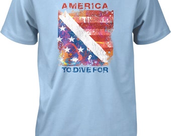 America to Dive For, Diving Flag Men's T-shirt, HOOD_00394