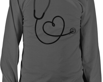 Stethoscope Heart Men's Long Sleeve Shirt, HOOD_00939