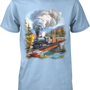 Train Crossing, Locomotive Bridge Men&#39;s T-shirt, HOOD_00412