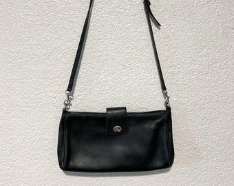 Vintage Coach Penelope Black Leather Demi Turn-lock Crossbody Bag
