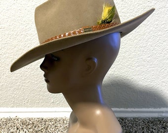 Vintage Akubra Cowboy Hat Snowy River Brown Suede Leather Sz 57 #VL