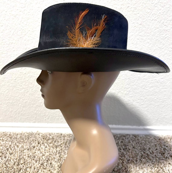 Vintage Winfield Cover Co Leather Cowboy Hat Blac… - image 1