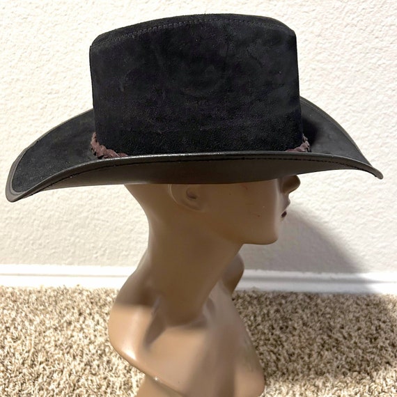 Vintage Winfield Cover Co Leather Cowboy Hat Blac… - image 7